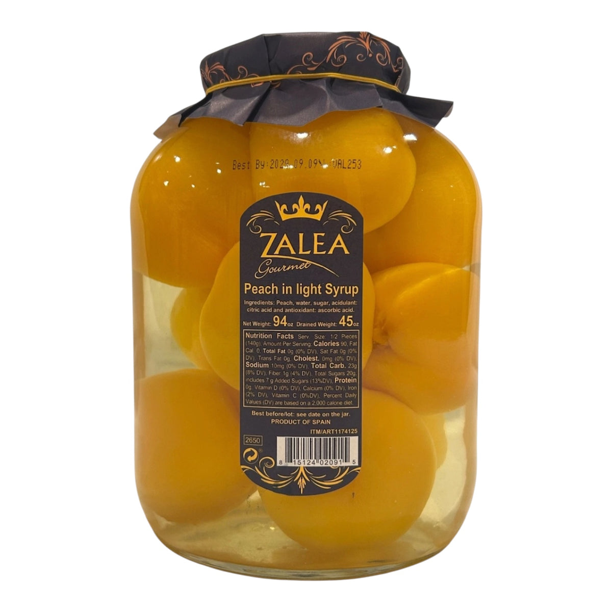 ZALEA Gourmet Whole Peaches in Light Syrup, 94 Ounce Jar